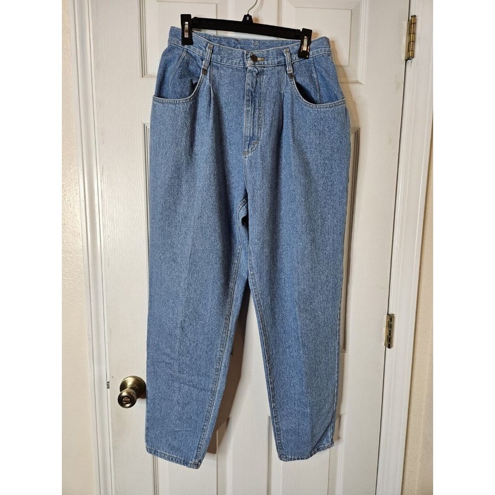 Vintage 80s 90s Pleated Lee Jeans Medium Wash Womens Jeans Sz 14x30  14 Med